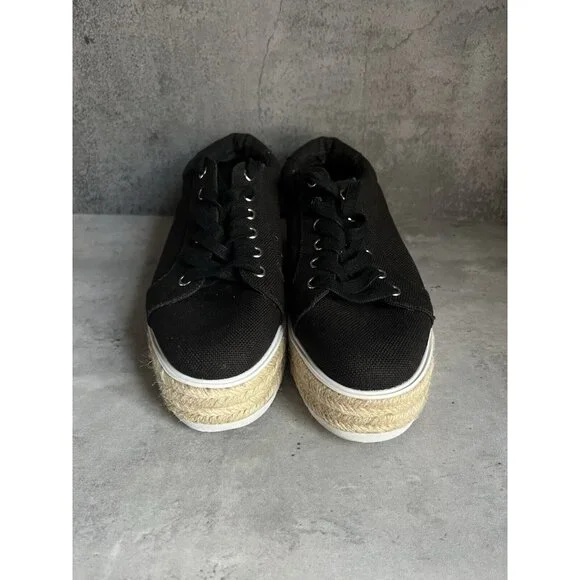 Steve Madden Karma Espadrille Sneakers Womens size 9.5 M Black White Platform - Picture 11 of 16